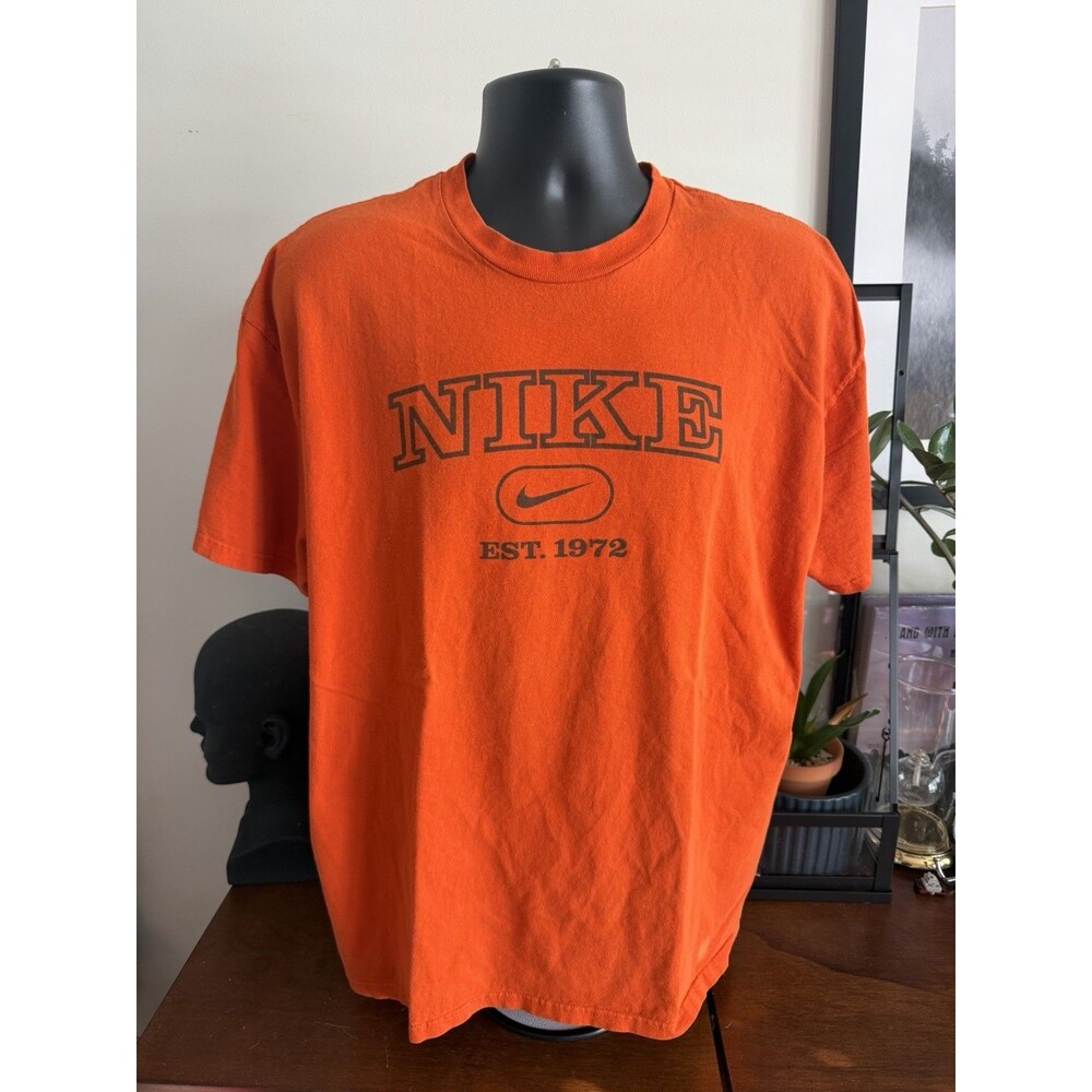 Vintage Nike Center Swoosh T-Shirt Size XXL Rare Orange Silver Gray Tag